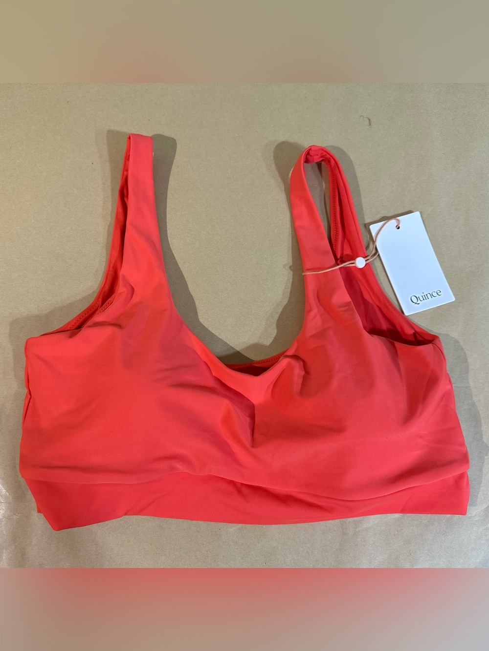 NWT Quince Italian Tank Bikini Top sunset orange XL